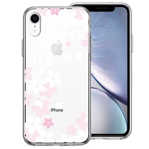 iPhoneXR 側面ソフト 背面ハード ハイブリッド クリア ケース 桜 さくら ホワイト