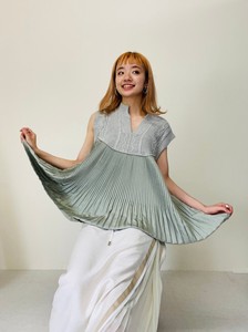 Button-Up Shirt/Blouse Pleated Pullover Sleeveless