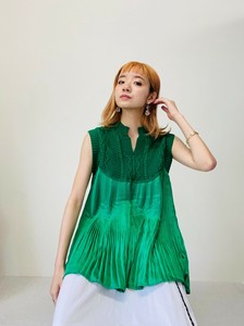 Button-Up Shirt/Blouse Pleated Pullover Sleeveless