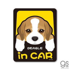 ペットステッカー BEAGLE in CAR ビーグル ドッグインカー 車 ペット 愛犬 DOG 全25犬種 PET067