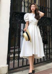 Casual Dress Plain Color A-Line Summer One-piece Dress Ladies' Short-Sleeve NEW