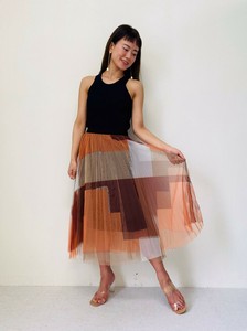 Skirt Pleated Patchwork Printed