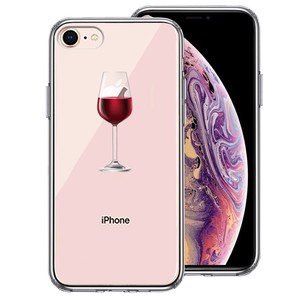 iPhone8  側面ソフト 背面ハード ハイブリッド クリア ケース 赤ワイン