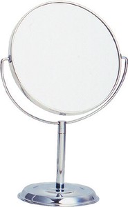 Magnifying Glass Attached Alluminum Both Sides Stand Alone Mirror Made in Japan