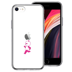 新型 iPhoneSE 第3 第2世代 ハイブリッド クリア ケース ピンク Panda パンダ 小走り