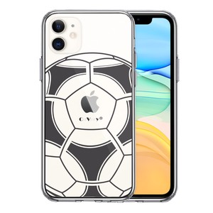 iPhone11 側面ソフト 背面ハード ハイブリッド クリア ケース サッカーボール I Love Soccer