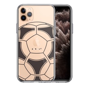 iPhone11pro 側面ソフト 背面ハード ハイブリッド クリア ケース サッカーボール I Love Soccer