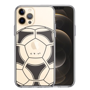 iPhone12/12pro 側面ソフト 背面ハード ハイブリッド クリア ケース サッカーボール I Love Soccer