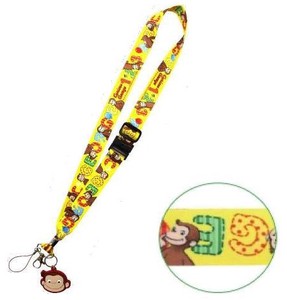 Rubber Mascot Attached Neck Strap Curious George
