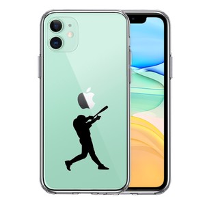 iPhone11 側面ソフト 背面ハード ハイブリッド クリア ケース 野球 バッター