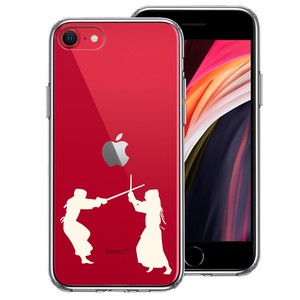 新型 iPhoneSE 第3 第2世代 側面ソフト 背面ハード ハイブリッド クリア ケース 剣道 ホワイト