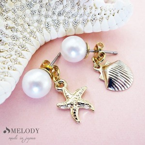 Pierced Earringss Pearl Jewelry Starfish Made in Japan