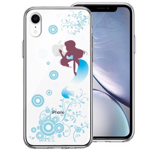 iPhoneXR 側面ソフト 背面ハード ハイブリッド クリア ケース マーメイド 人魚姫 ブルー