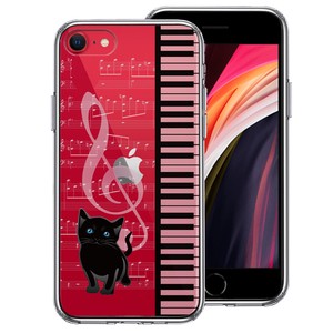 新型 iPhoneSE 第3 第2世代 側面ソフト 背面ハード ハイブリッド クリア ケース ピアノ 2 猫ふんじゃった