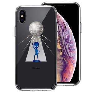 iPhoneX iPhoneXS 側面ソフト 背面ハード ハイブリッド クリア ケース 宇宙人 ダンシング ミラーボール