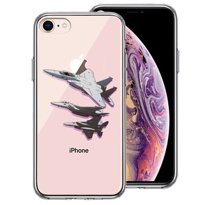 iPhone8  側面ソフト 背面ハード ハイブリッド クリア ケース 戦闘機 F-15J 編隊飛行 ブレイク