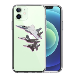 iPhone12mini 側面ソフト 背面ハード ハイブリッド クリア ケース 戦闘機 F-15J 編隊飛行 ブレイク