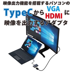 TypeC-HDMI/VGA映像出力アダプター ノートPC/MacBook/iPad( TypeCモデル)DisplayportAltnateMode必須
