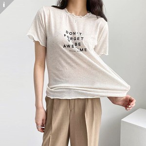 Ladies SALE【トップス】リネン　スリム　半袖　ロング　トップス　Tシャツ 　linen T-shirt