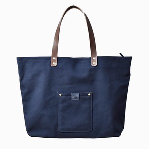Tote Bag Navy Large Capacity Ladies Men's Simple Made in Japan