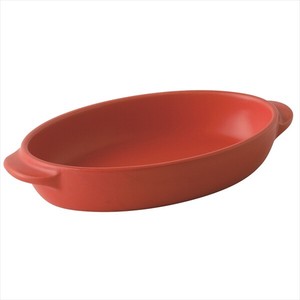 [美濃焼 耐熱 食器 陶器]赤 楕円グラタン（大） [日本製]