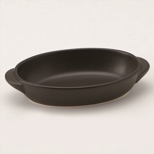 [美濃焼 耐熱 食器 陶器]黒 楕円グラタン（小） [日本製]