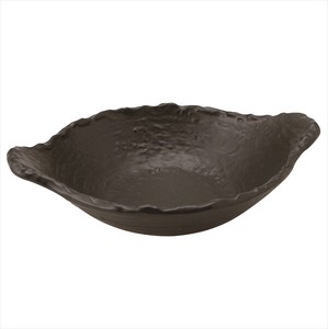 [美濃焼 耐熱 食器 陶器]黒 22cm 変形浅鍋 [日本製]