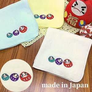 Made in Japan Embroidery Towel IMABARI Daruma White Handkerchief