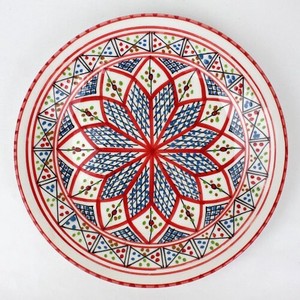 【再入荷】スラマ陶器 手描き平皿 D24 赤