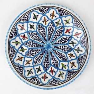 【再入荷】スラマ陶器 手描き平皿 D24 ターコイズ