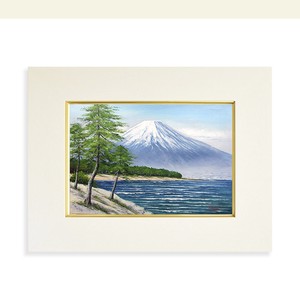額付油絵　　辻　京子　　SMサイズ　画題は「三保の松原と富士」