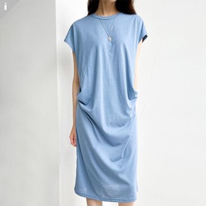 Casual Dress Long Shirring LADIES One-piece Dress