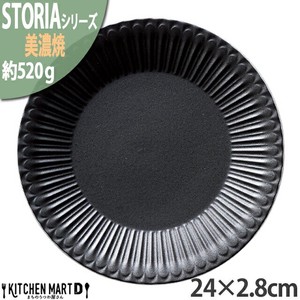 ストーリア リストーン 24×2.8cm 丸皿 プレート クリスタルブラック 約520g