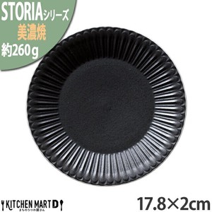 ストーリア リストーン 17.8×2cm 丸皿 プレート クリスタルブラック 約260g