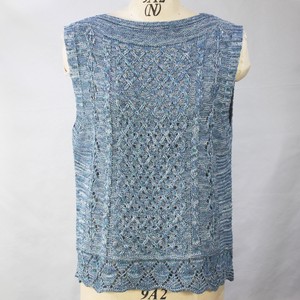 Vest/Gilet Knitted Spring/Summer Vest Aran Pattern L Made in Japan
