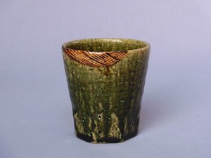 フリーカップ　湯呑　和陶器　手造り【日本製】/織部面取カップ