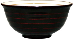 [在庫限り][陶器に漆塗り]溜塗茶碗　大Φ12.5x6cm