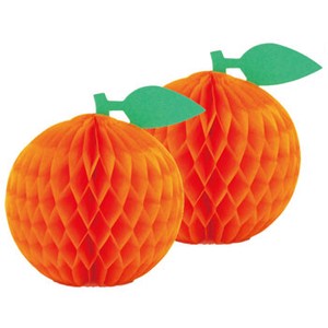 【日本製】ハニカムフルーツ　オレンジ／2入　　【店舗装飾】