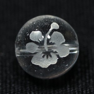 【彫刻ビーズ】水晶 10mm (素彫り) ハイビスカス