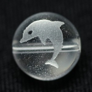【彫刻ビーズ】水晶 10mm (素彫り) イルカ (両面タイプ)