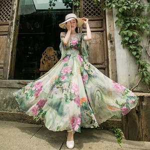 Casual Dress Chiffon Floral Pattern One-piece Dress Ladies'