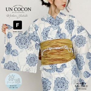 浴衣　レディース　女性浴衣　ゆかた　単品　浴衣単品　レトロ　きれいめ　仕立て上がり　ホワイト　ブルー