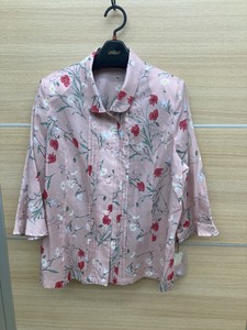Floral Pattern Material Blouse Pink
