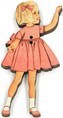 フランス製　木製ボタン　アトリエ ボヌール ドゥ ジュール 【ピンクのドレスの女の子】