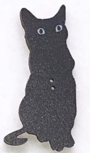 フランス製　木製ボタン　アトリエ ボヌール ドゥ ジュール 【黒猫】