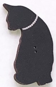 フランス製　木製ボタン　アトリエ ボヌール ドゥ ジュール 【ネックレス黒猫】