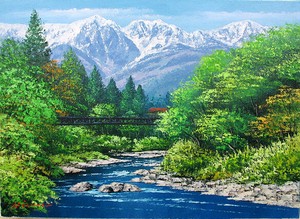【日本人作家】　油絵　『白馬岳』　広瀬和之　額無し　キャンバスのみ（木枠付き）