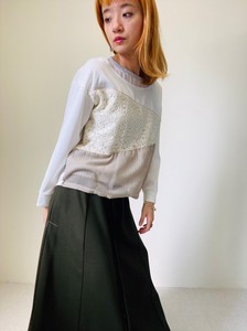 Velvet Knitted Lace Patchwork Pullover