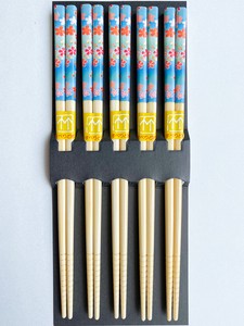 特価品　竹箸ブルー桜5P　日本製