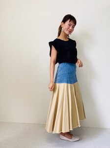 Denim Katsuragi Book Design Flare Skirt